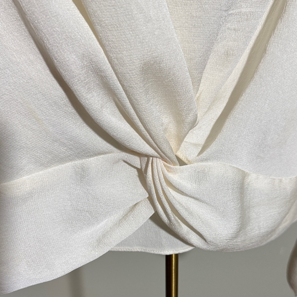 NWOT Express Cream Twist Front Blouse Looks and Feels like Silk - Picture 3 of 6
